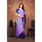 Generic Women's Chiffon Embroidred Saree With Unstitched Blouse 5.5Mtr (Purple) - MYLUXURY LANE ENTERPRISE