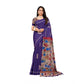 Generic Women's Linen Printed Saree With Unstitched Blouse 5.5Mtr (Purple) - MYLUXURY LANE ENTERPRISE