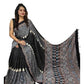 Generic Women's Satin Printed Saree With Unstitched Blouse 5.5Mtr (Black) - MYLUXURY LANE ENTERPRISE
