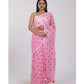 Generic Women's Linen Printed Saree With Unstitched Blouse 5.5Mtr (Pink) - MYLUXURY LANE ENTERPRISE