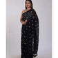 Generic Women's Linen Printed Saree With Unstitched Blouse 5.5Mtr (Black) - MYLUXURY LANE ENTERPRISE
