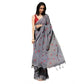 Generic Women's Linen Printed Saree With Unstitched Blouse 5.5Mtr (Grey) - MYLUXURY LANE ENTERPRISE