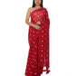 Generic Women's Linen Printed Saree With Unstitched Blouse 5.5Mtr (Red) - MYLUXURY LANE ENTERPRISE