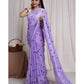 Generic Women's Linen Printed Saree With Unstitched Blouse 5.5Mtr (Purple) - MYLUXURY LANE ENTERPRISE