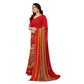 Generic Women's Georgette Printed Saree With Unstitched Blouse 5.5Mtr (Red) - MYLUXURY LANE ENTERPRISE