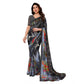 Generic Women's Georgette Printed Saree With Unstitched Blouse 5.5Mtr (Black) - MYLUXURY LANE ENTERPRISE