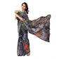 Generic Women's Georgette Printed Saree With Unstitched Blouse 5.5Mtr (Black) - MYLUXURY LANE ENTERPRISE