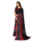 Generic Women's Georgette Printed Saree With Unstitched Blouse 5.5Mtr (Black) - MYLUXURY LANE ENTERPRISE