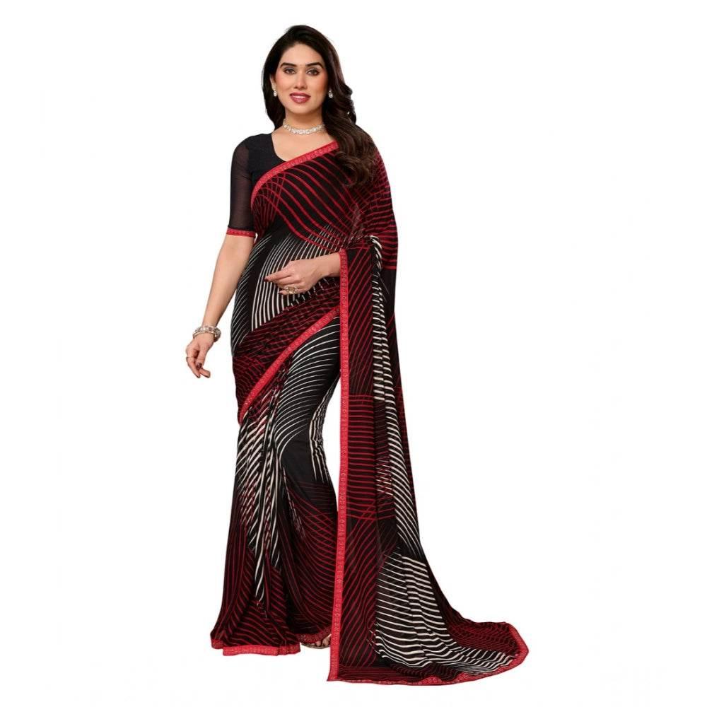 Generic Women's Georgette Printed Saree With Unstitched Blouse 5.5Mtr (Multicolor) - MYLUXURY LANE ENTERPRISE