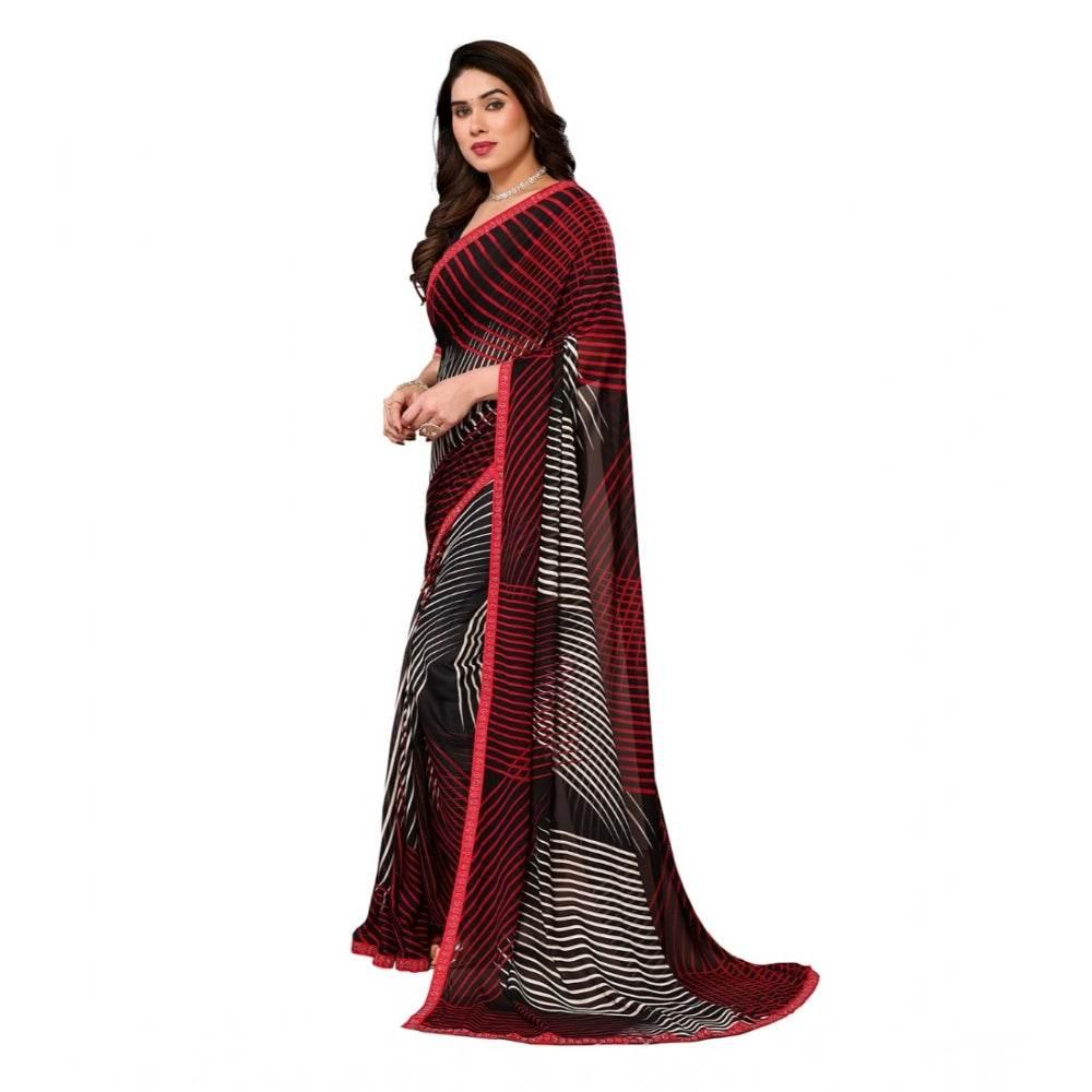 Generic Women's Georgette Printed Saree With Unstitched Blouse 5.5Mtr (Multicolor) - MYLUXURY LANE ENTERPRISE