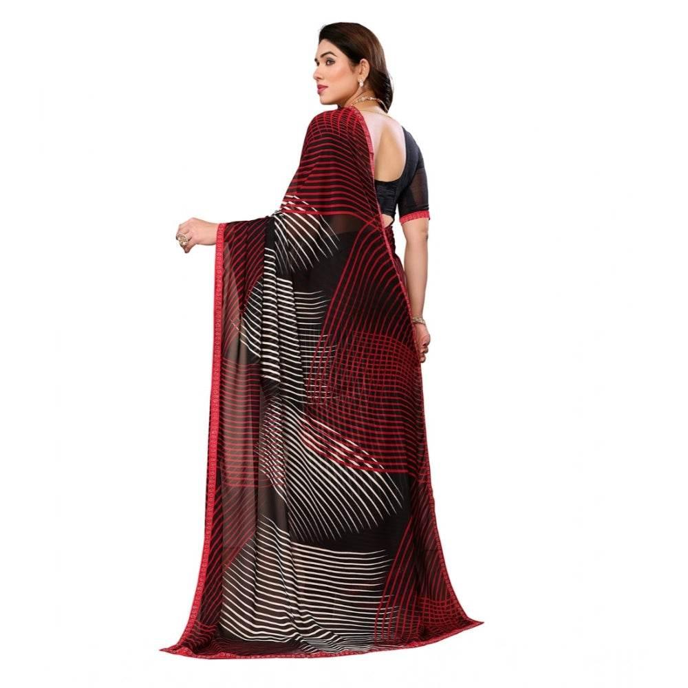 Generic Women's Georgette Printed Saree With Unstitched Blouse 5.5Mtr (Multicolor) - MYLUXURY LANE ENTERPRISE