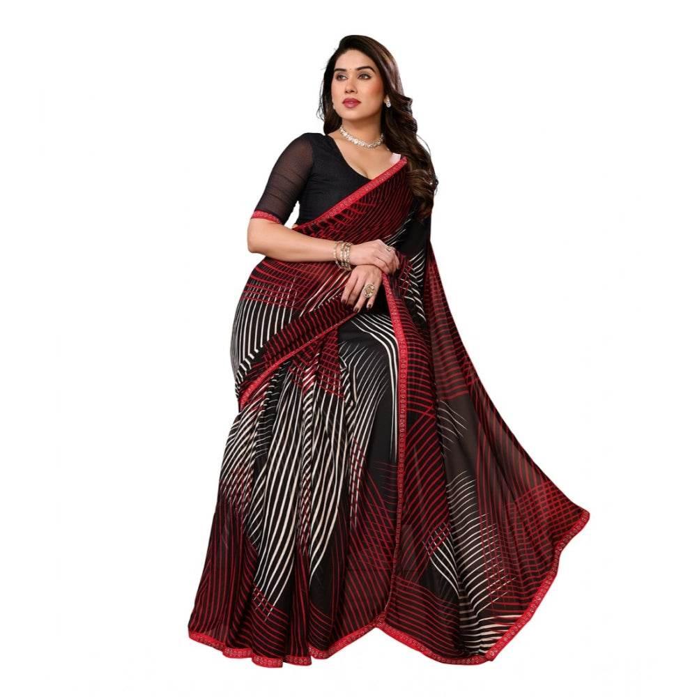 Generic Women's Georgette Printed Saree With Unstitched Blouse 5.5Mtr (Multicolor) - MYLUXURY LANE ENTERPRISE