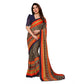 Generic Women's Georgette Printed Saree With Unstitched Blouse 5.5Mtr (Orange) - MYLUXURY LANE ENTERPRISE