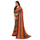 Generic Women's Georgette Printed Saree With Unstitched Blouse 5.5Mtr (Orange) - MYLUXURY LANE ENTERPRISE