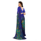 Generic Women's Georgette Printed Saree With Unstitched Blouse 5.5Mtr (Blue) - MYLUXURY LANE ENTERPRISE