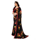 Generic Women's Georgette Printed Saree With Unstitched Blouse 5.5Mtr (Black) - MYLUXURY LANE ENTERPRISE