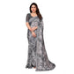 Generic Women's Georgette Printed Saree With Unstitched Blouse 5.5Mtr (Grey) - MYLUXURY LANE ENTERPRISE