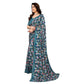 Generic Women's Georgette Printed Saree With Unstitched Blouse 5.5Mtr (Sky Blue) - MYLUXURY LANE ENTERPRISE