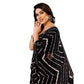 Generic Women's Georgette Printed Saree With Unstitched Blouse 5.5Mtr (Black) - MYLUXURY LANE ENTERPRISE