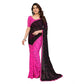 Generic Women's Georgette Printed Saree With Unstitched Blouse 5.5Mtr (Black-Pink) - MYLUXURY LANE ENTERPRISE