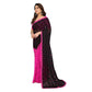 Generic Women's Georgette Printed Saree With Unstitched Blouse 5.5Mtr (Black-Pink) - MYLUXURY LANE ENTERPRISE