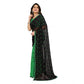 Generic Women's Georgette Printed Saree With Unstitched Blouse 5.5Mtr (Black-Green) - MYLUXURY LANE ENTERPRISE