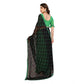 Generic Women's Georgette Printed Saree With Unstitched Blouse 5.5Mtr (Black-Green) - MYLUXURY LANE ENTERPRISE