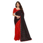Generic Women's Georgette Printed Saree With Unstitched Blouse 5.5Mtr (Black-Red) - MYLUXURY LANE ENTERPRISE