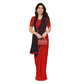 Generic Women's Georgette Printed Saree With Unstitched Blouse 5.5Mtr (Black-Red) - MYLUXURY LANE ENTERPRISE