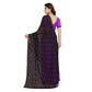 Generic Women's Georgette Printed Saree With Unstitched Blouse 5.5Mtr (Black-Purple) - MYLUXURY LANE ENTERPRISE