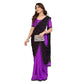 Generic Women's Georgette Printed Saree With Unstitched Blouse 5.5Mtr (Black-Purple) - MYLUXURY LANE ENTERPRISE