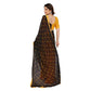 Generic Women's Georgette Printed Saree With Unstitched Blouse 5.5Mtr (Black-Yellow) - MYLUXURY LANE ENTERPRISE
