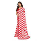 Generic Women's Georgette Printed Saree With Unstitched Blouse 5.5Mtr (Red-White) - MYLUXURY LANE ENTERPRISE