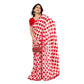Generic Women's Georgette Printed Saree With Unstitched Blouse 5.5Mtr (Red-White) - MYLUXURY LANE ENTERPRISE