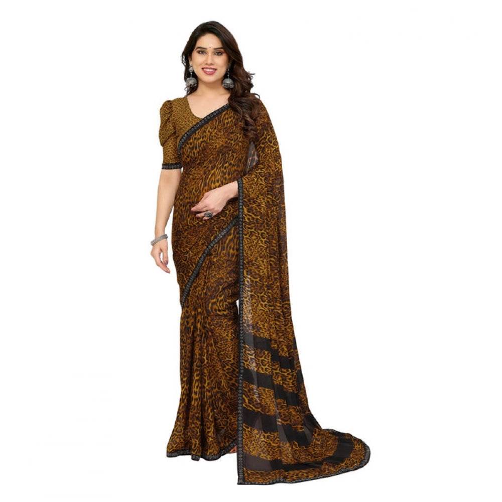 Generic Women's Georgette Printed Saree With Unstitched Blouse 5.5Mtr (Multicolor) - MYLUXURY LANE ENTERPRISE