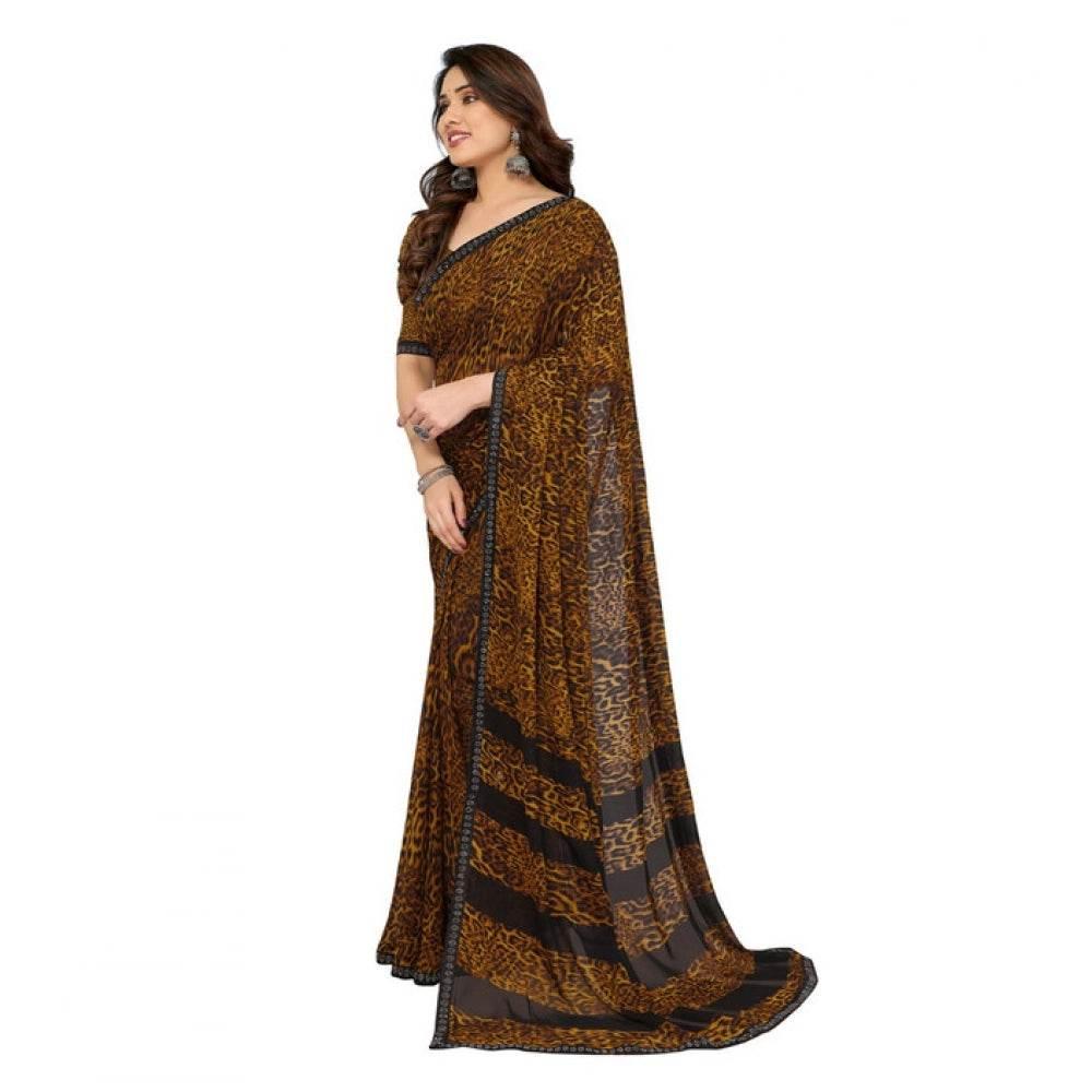 Generic Women's Georgette Printed Saree With Unstitched Blouse 5.5Mtr (Multicolor) - MYLUXURY LANE ENTERPRISE