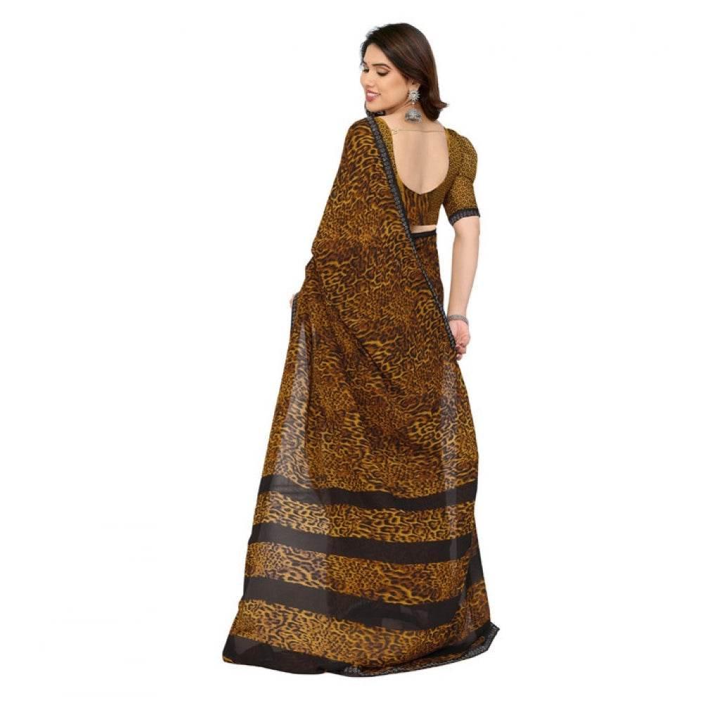 Generic Women's Georgette Printed Saree With Unstitched Blouse 5.5Mtr (Multicolor) - MYLUXURY LANE ENTERPRISE
