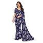 Generic Women's Georgette Printed Saree With Unstitched Blouse 5.5Mtr (Navy Blue) - MYLUXURY LANE ENTERPRISE