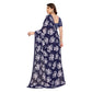 Generic Women's Georgette Printed Saree With Unstitched Blouse 5.5Mtr (Navy Blue) - MYLUXURY LANE ENTERPRISE