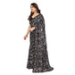Generic Women's Georgette Printed Saree With Unstitched Blouse 5.5Mtr (Black) - MYLUXURY LANE ENTERPRISE
