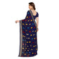 Generic Women's Georgette Printed Saree With Unstitched Blouse 5.5Mtr (Navy Blue) - MYLUXURY LANE ENTERPRISE