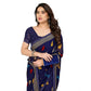 Generic Women's Georgette Printed Saree With Unstitched Blouse 5.5Mtr (Navy Blue) - MYLUXURY LANE ENTERPRISE