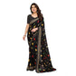 Generic Women's Georgette Printed Saree With Unstitched Blouse 5.5Mtr (Black) - MYLUXURY LANE ENTERPRISE