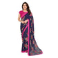 Generic Women's Georgette Printed Saree With Unstitched Blouse 5.5Mtr (Blue) - MYLUXURY LANE ENTERPRISE