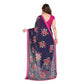 Generic Women's Georgette Printed Saree With Unstitched Blouse 5.5Mtr (Blue) - MYLUXURY LANE ENTERPRISE