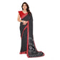 Generic Women's Georgette Printed Saree With Unstitched Blouse 5.5Mtr (Black) - MYLUXURY LANE ENTERPRISE