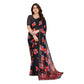 Generic Women's Georgette Printed Saree With Unstitched Blouse 5.5Mtr (Black) - MYLUXURY LANE ENTERPRISE