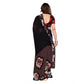 Generic Women's Georgette Printed Saree With Unstitched Blouse 5.5Mtr (Black) - MYLUXURY LANE ENTERPRISE
