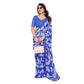 Generic Women's Georgette Printed Saree With Unstitched Blouse 5.5Mtr (Blue) - MYLUXURY LANE ENTERPRISE