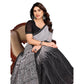 Generic Women's Georgette Printed Saree With Unstitched Blouse 5.5Mtr (Black) - MYLUXURY LANE ENTERPRISE